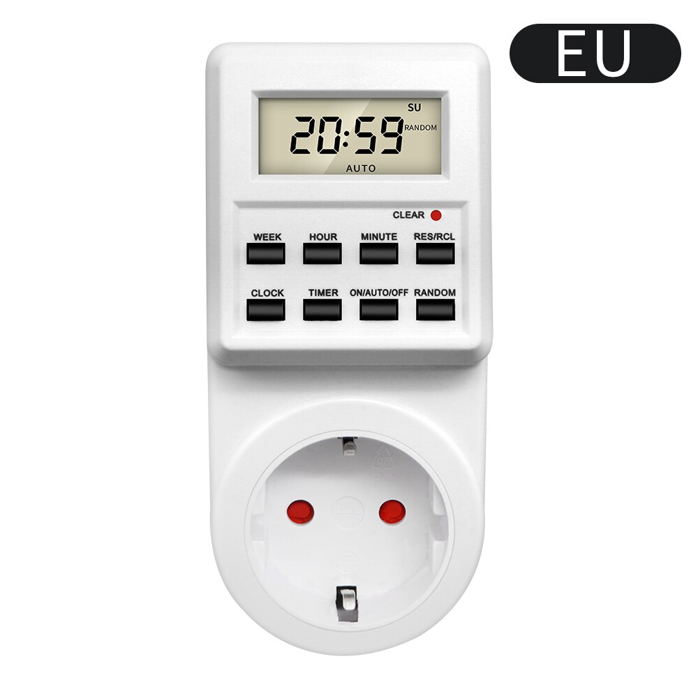 Electronic Digital Timer Switch Socket 24 Hour Cyclic Kitchen Timer Outlet Programmable Timing Socket EU UK AU US BR FR IT Plug: EU Plug