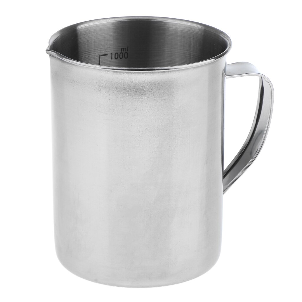 Stainless Steel Kitchen Lab Plastic Measuring Cup Jug Pour Spout Container