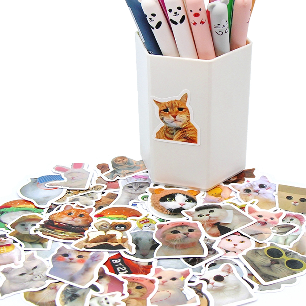 10/50/100pcs Funny Cute Cat Stickers Cat DIY Stickers Scrapbooking Phone Laptops Luggage Skateboard Decorative Waterproof Decals
