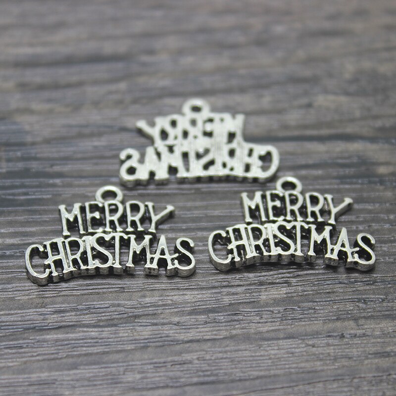 8pcs-18x25mm argento Antico di tono Di Buon Natale Pendenti E Ciondoli del pendente