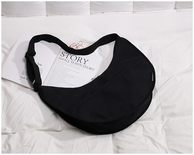 Ainvoev nuova borsa a tracolla monospalla moda selvaggia femminile di grande capacità borsa a tracolla in tela di grandi dimensioni in stile coreano: black