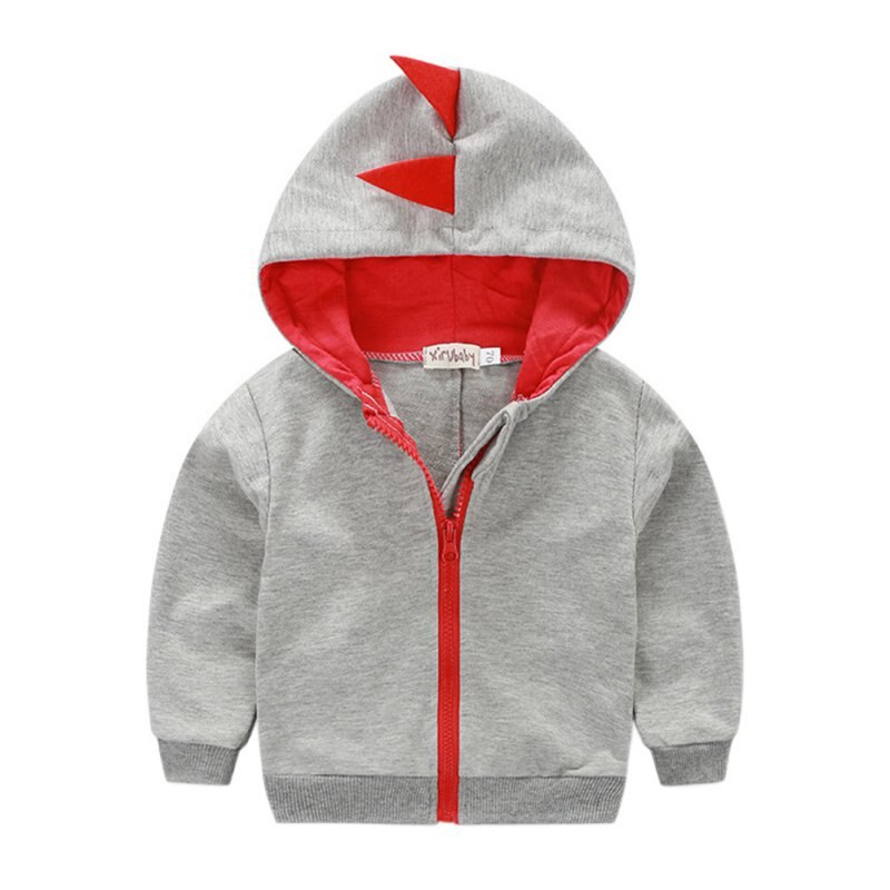 Warm Outerwear Winter Coat Boys Clothes Cartoon Children Baby Boy Long Sleeve Hoodie Jacket: Gray / 4T