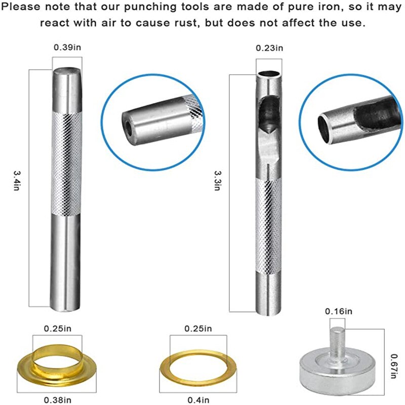 1/4 Inch Buttonhole Kit 200 Sets of 6mm Sewing Buttonholes 4 Colors of Metal Buttonhole Tools Including Tools and Storage Box