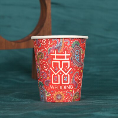 100 Stks/pak Bruiloft Gouden Folie Papier Cups Wegwerp Cups Bruiloft Benodigdheden Bruiloft Decoratie: C