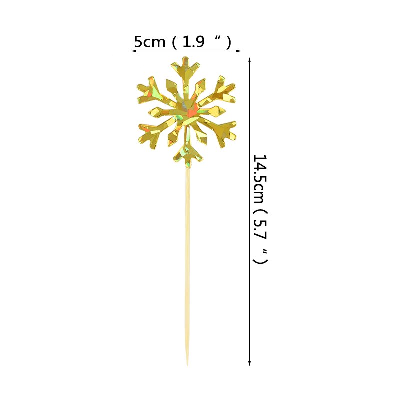 50 stuks sneeuwvlok cupcake toppers taartvlaggetjes voor kerstversiering, bruiloft, verjaardag, babyshower benodigdheden