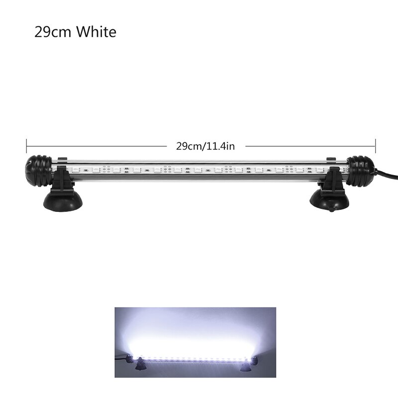 Aquário luz led à prova dwaterproof água tanque de peixes luz subaquática lâmpada de peixes aquários decoração iluminação planta lâmpada 19-49cm 220v energia da ue # t: 29cm White