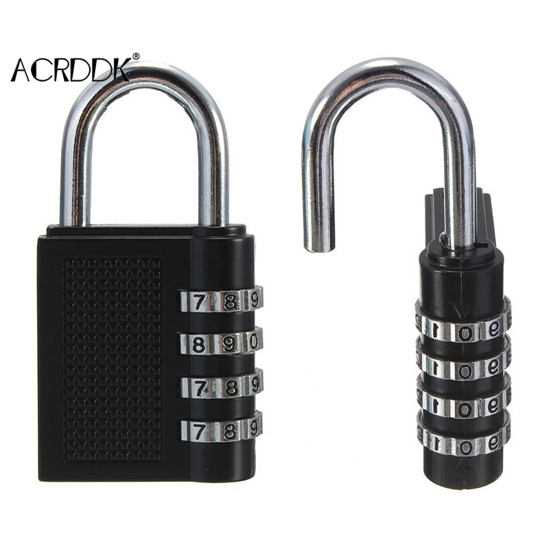 Heavy Duty 4 Dial Digit Combination Lock Weatherproof Protection Security Padlock Outdoor Safety Code Lock Black Home Security