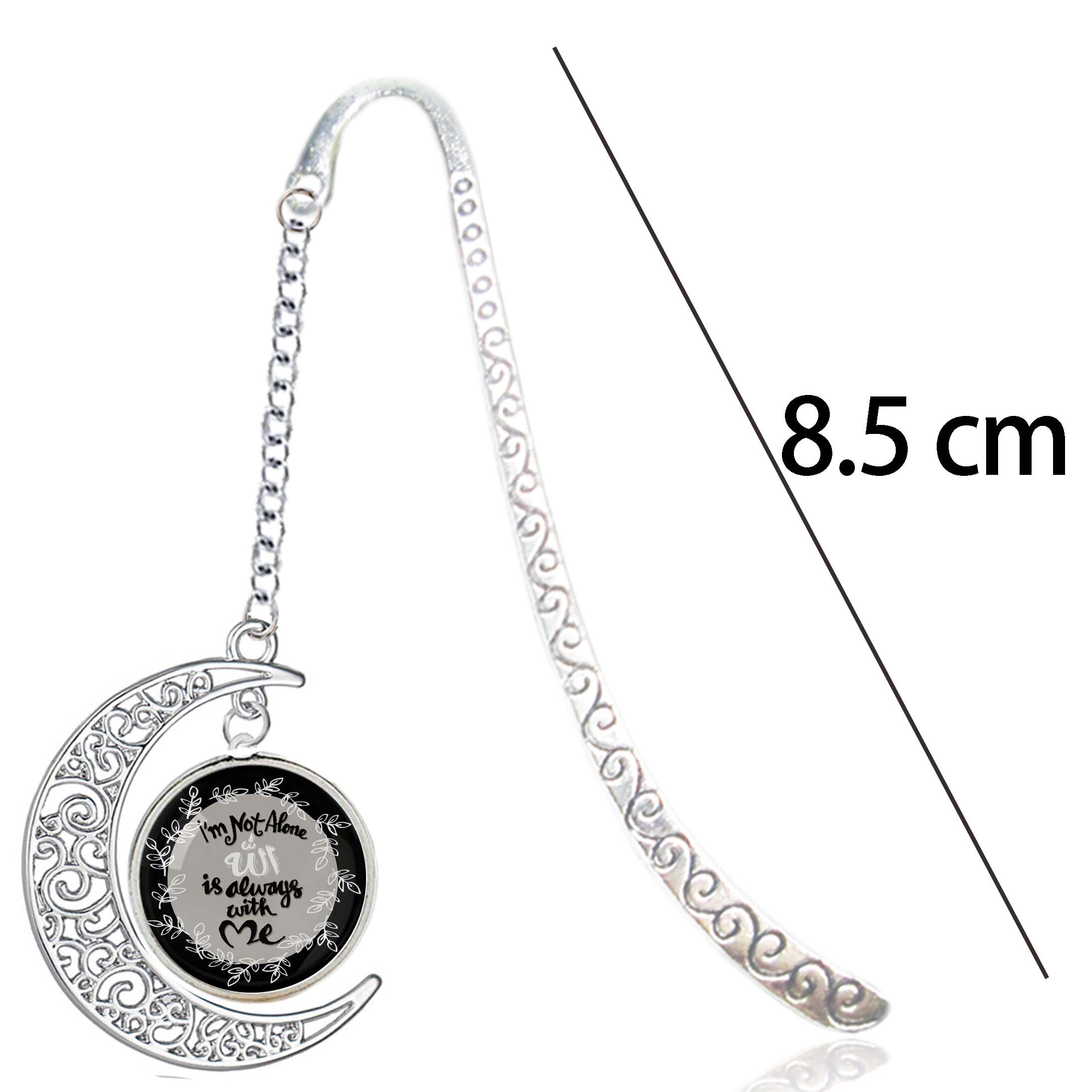 Inspiring Words - I'm Not Alone Allah Is Always With Me - Bookmark Half Moon Pendant Koranic Muslim Islam For Reading Book