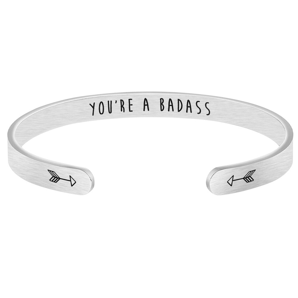 You're A Dadass Stainless Steel Inspirational Cuff Bangle for Women Jewelry Bracelet