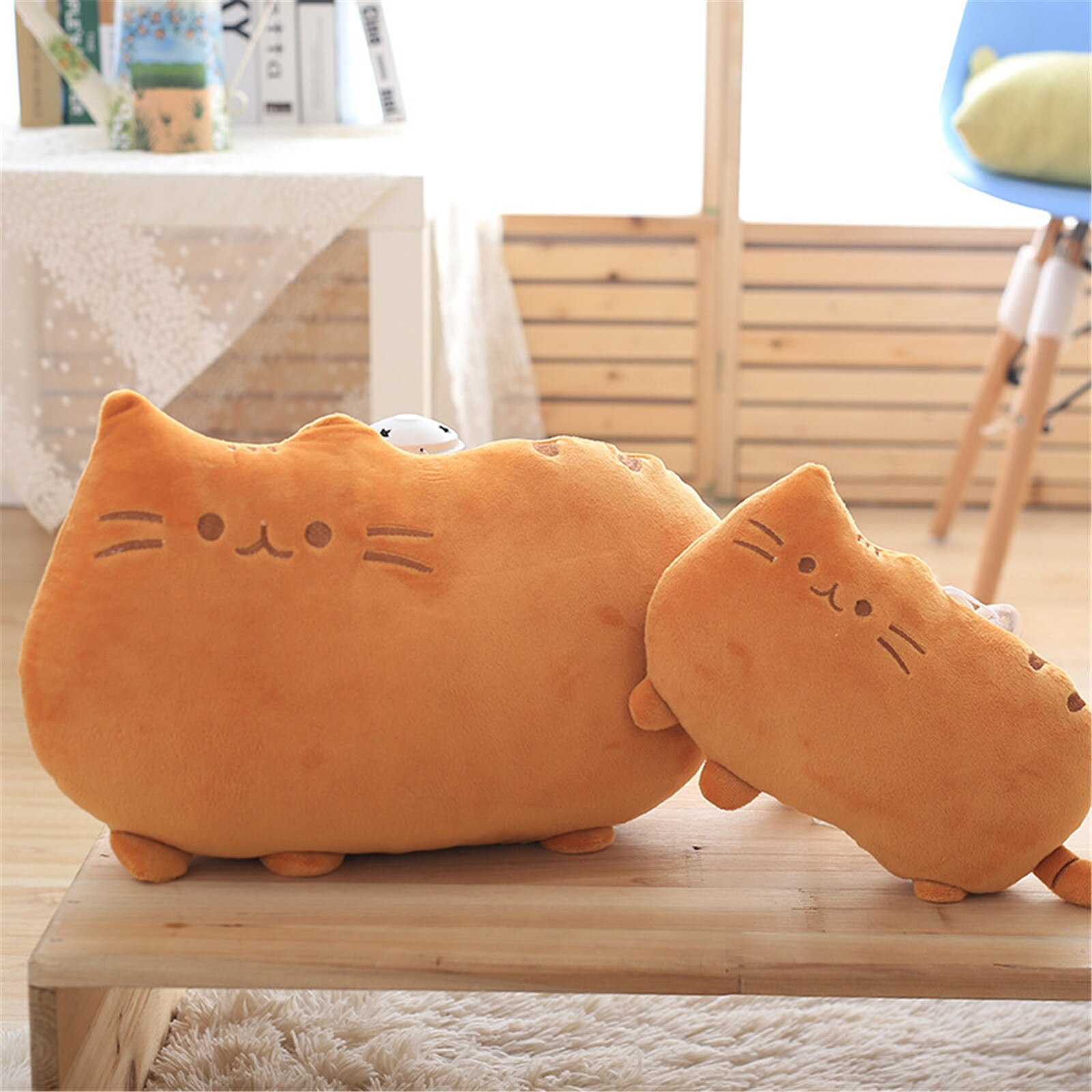 Doux en peluche mignon chat forme oreiller coussin traversin canapé jouet décor à la maison solide jouets de couleur pour enfants fille oreiller d'anniversaire