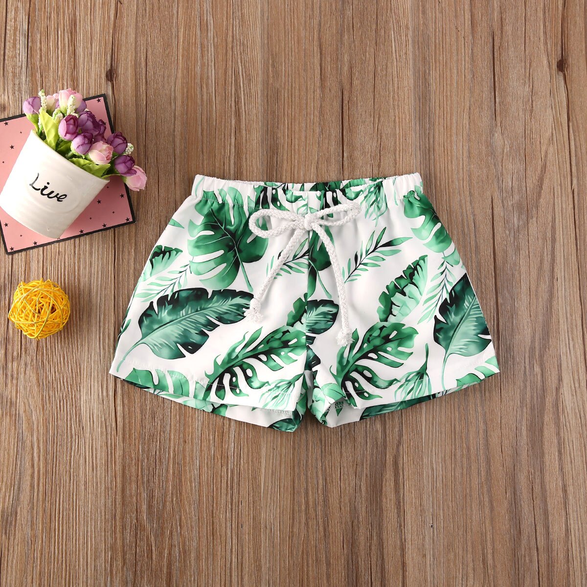 Spädbarn småbarn bebis pojke barn shorts med tropiskt tryck badbyxor sommar strandshorts byxor trosor 0-4 år: Grön / 4t