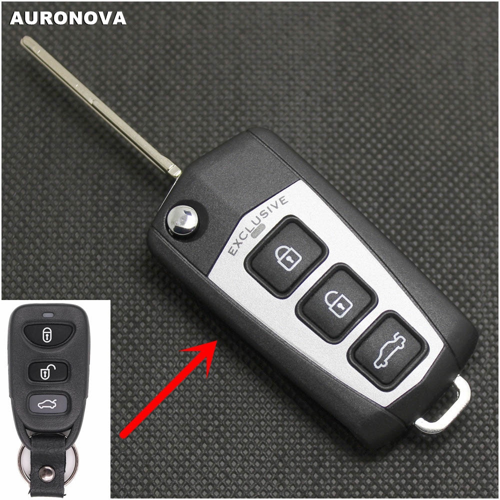 AURONOVA-funda para mando a distancia del coche, carcasa de llave abatible plegable modificada para KIA Cerato Forte Sportage, 3 + 1 botones