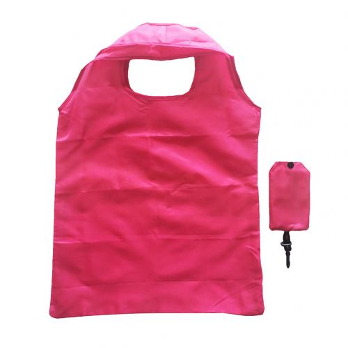 Genanvendelig mulepose bærbar sammenfoldelig miljøvenlig nylon indkøbstaske foldbar håndtaske shopper mulepose arrangør enkel: Lyserød