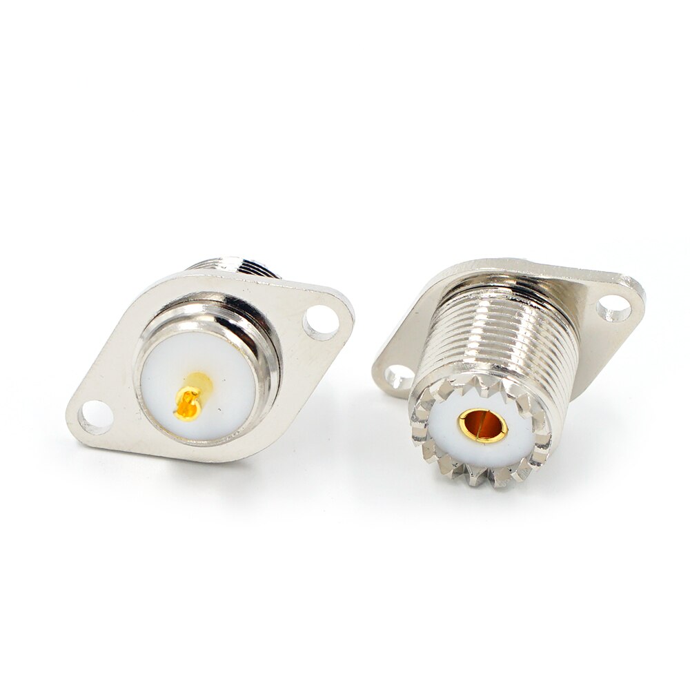 1Pcs SL16 UHF SO239 female 2 hole Female Jack with rhombic flange soldering panel RF connector socket female antenna connector