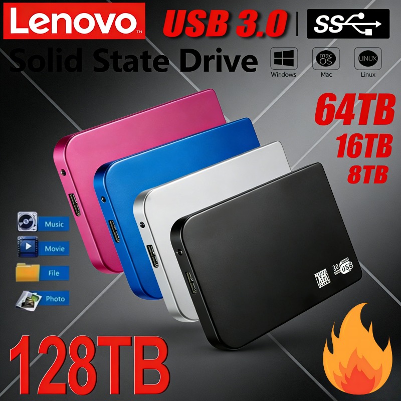 Ssd esterno lenovo 2tb usb 16tb ad alta velocità 3.1 unità a stato solido portatile 4tb disco rigido esterno ultra sottile per laptop e desktop
