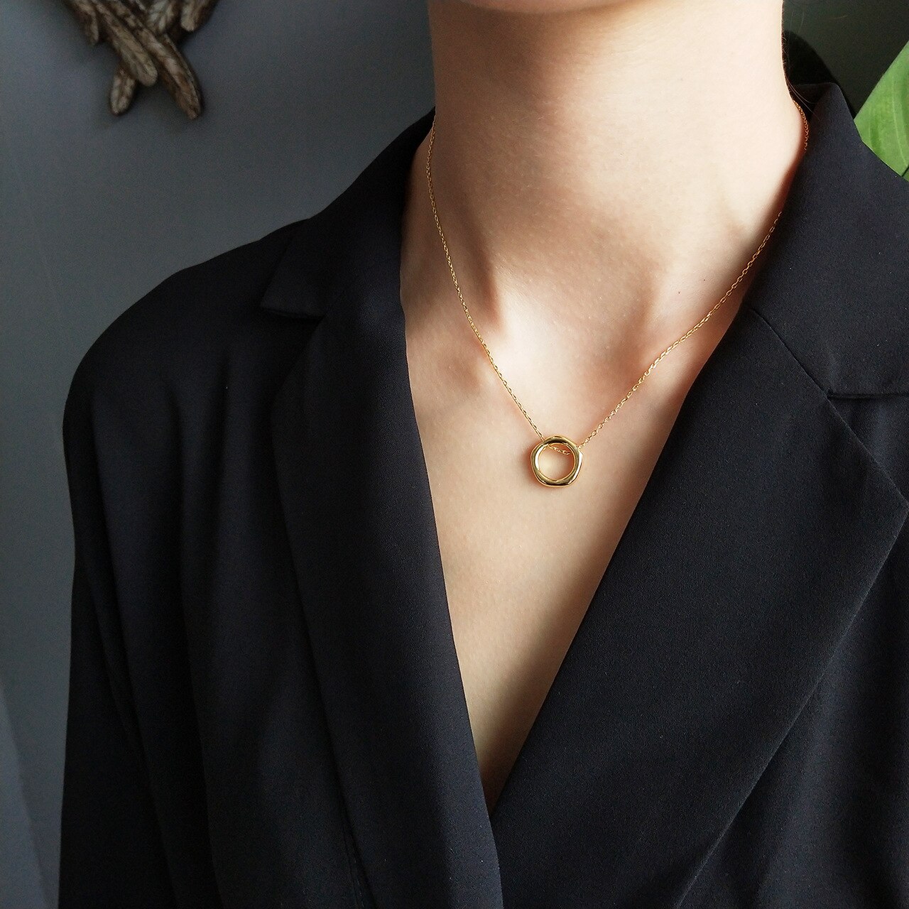 Simple Geometric Clavicle Chain Necklace Irregular Circle Gold Necklace For Women Party S-N533