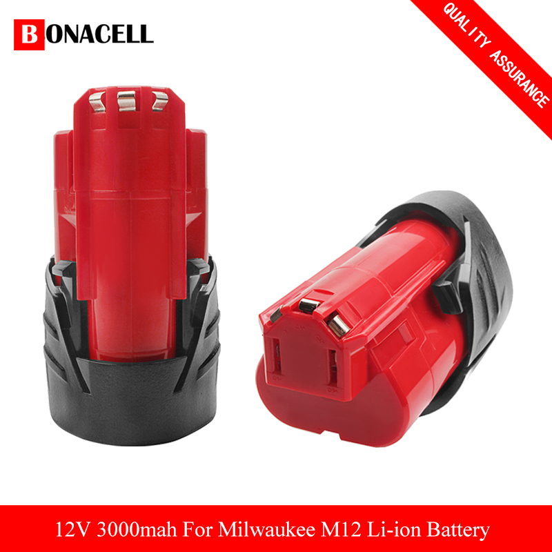 12V 3,0Ah wiederaufladbarer 3000mAh Akku für Milwaukee M12 XC Akku-Werkzeuge 48-11-2402 48-11-2411 Akkus 48-11-2401 MIL-12A-LI