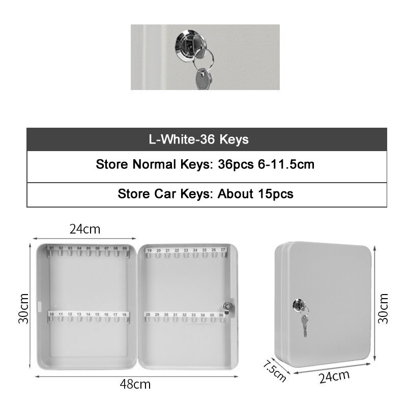 20/28/36 Keys Storage Box Combination Key Lock Multi Keys Classification Organizer Safe Box For Home Office Factory Store: L-White-Key