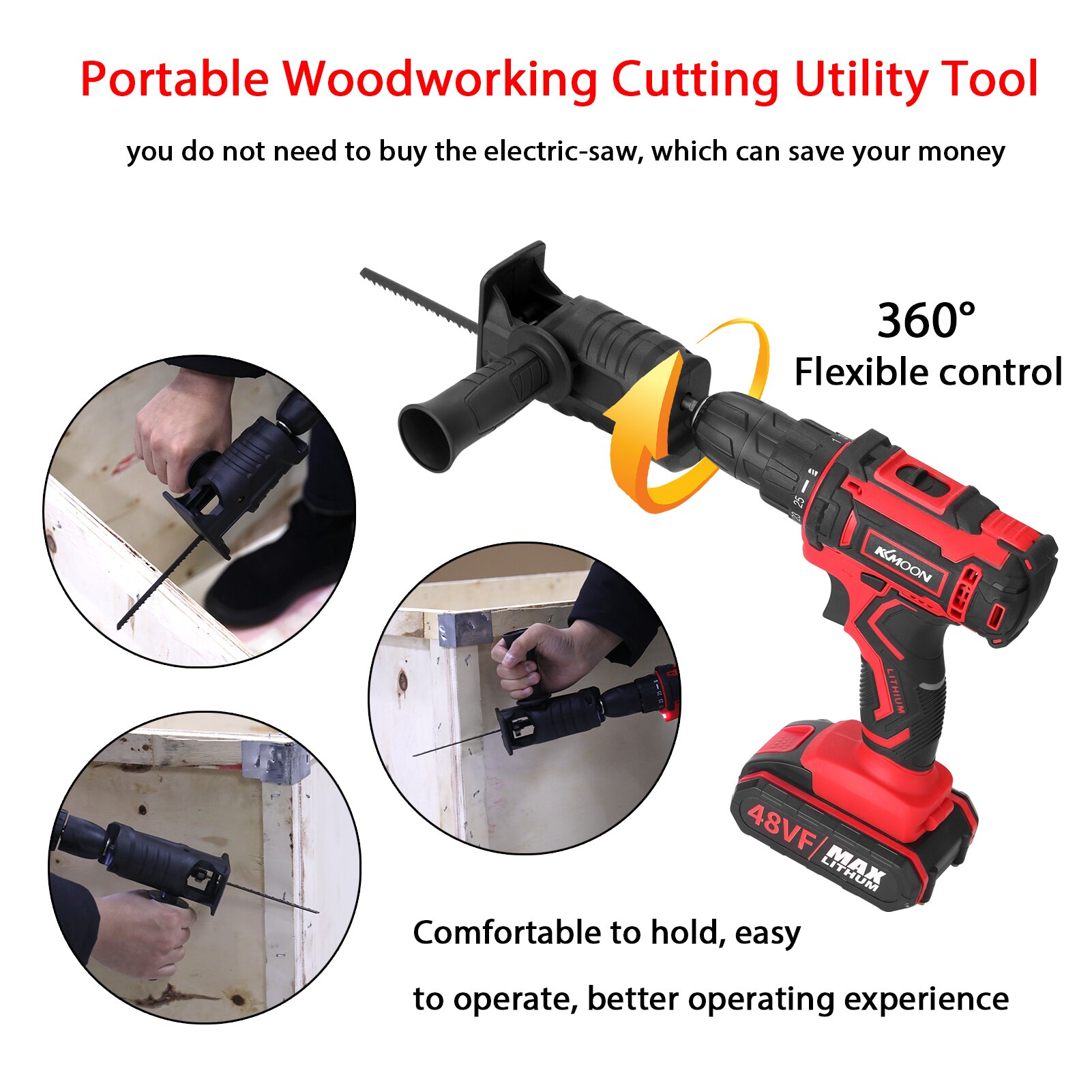 Portable Reciprocating Saw Adapter Electric Drill Modified Electric Chiansaw Power Tool Wood Cutter Machine Attachment Adapter