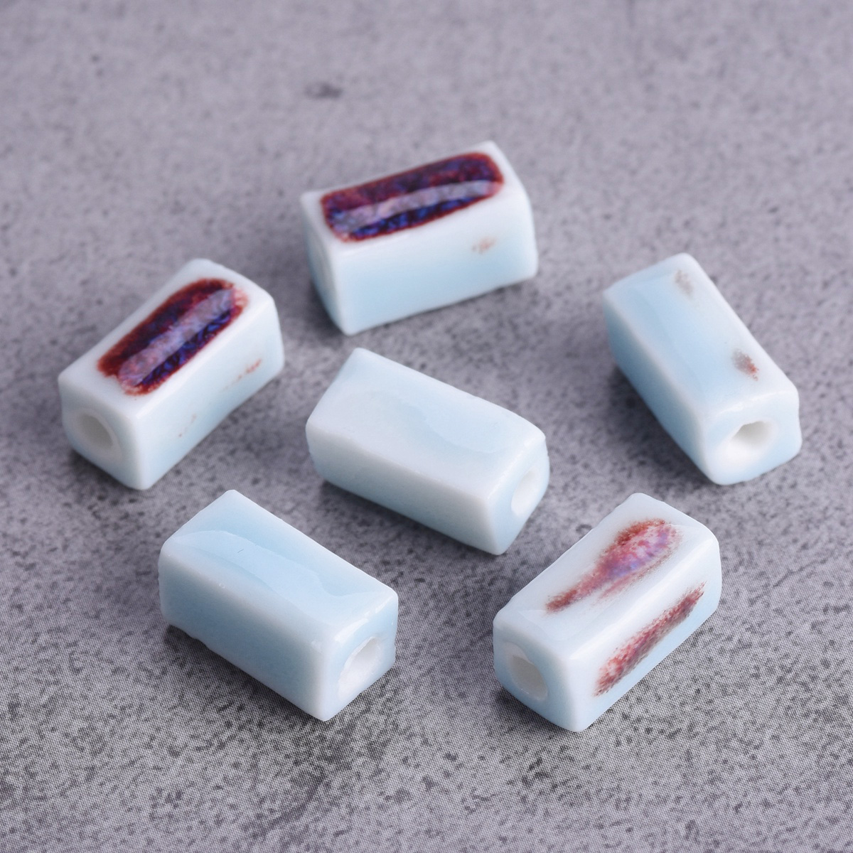 10 pièces Rectangle forme cuboïde 12x8mm fait à la main émaillé émail céramique porcelaine perles en vrac pour la fabrication de bijoux résultats de bricolage: green