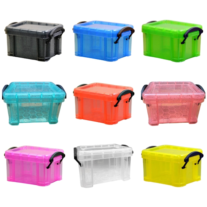 9 Colors Small Plastic Box with Locking Lid Hardware Parts Storage Organizer Rectangular Container 8.7x6.5x5.2cm