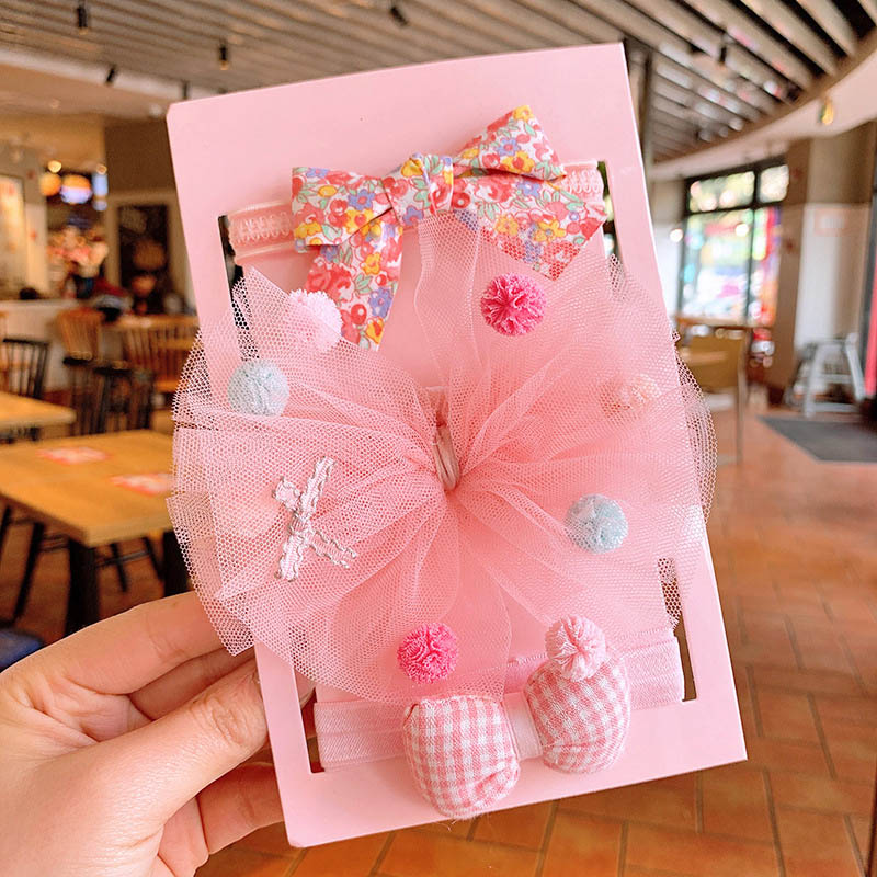 3 Pcs/Set Lace Flower Baby Headband Crown Bows Hairband Girl Turban Elastic Baby Hair Band Newborn Baby Hair Accessories: Style 3 G04
