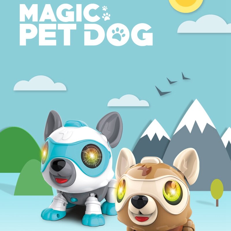 Juguetes electrónicos de Perro Robot para niños, juguete de cachorro interactivo robótico, Control de voz,