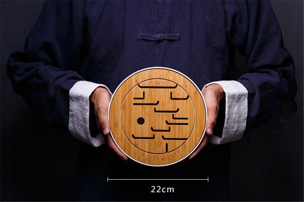 Chinese Kung Fu Natural Bamboo Tea Trays with Drainage Water Storage Drain Plate Travel Tea Board Tea Tray Teaware: 4