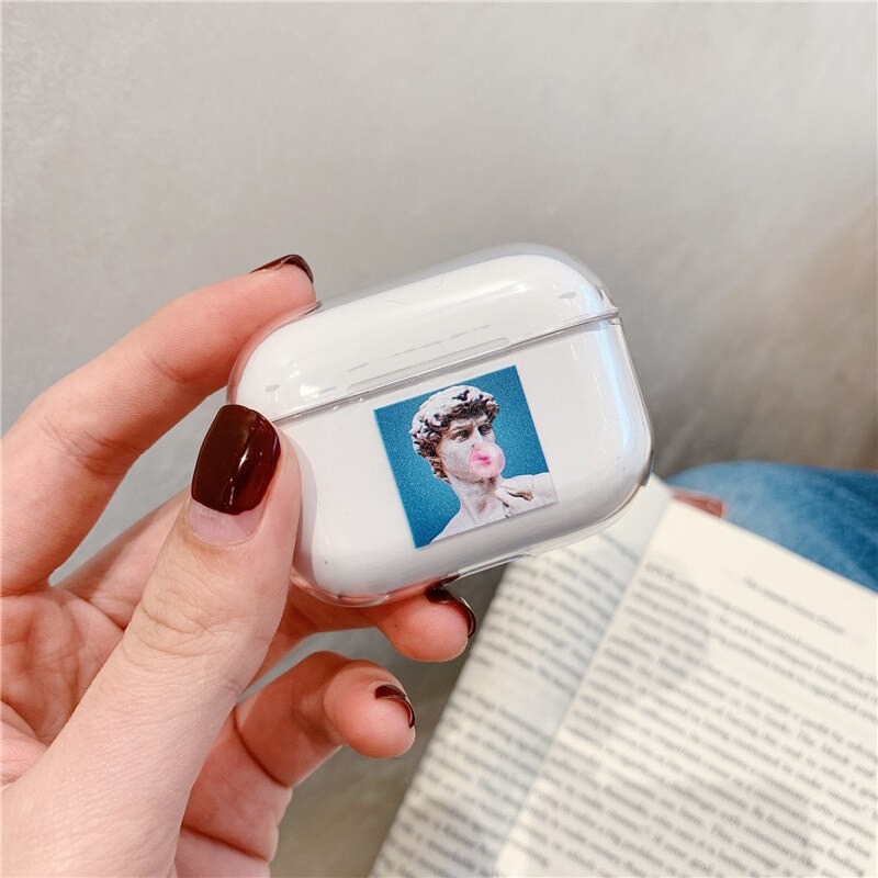 Kunstnerisk abstraktion mønster til airpods pro sag gennemsigtig hård bluetooth hovedtelefon beskyttelsesetui til air pods pro: Stil 2