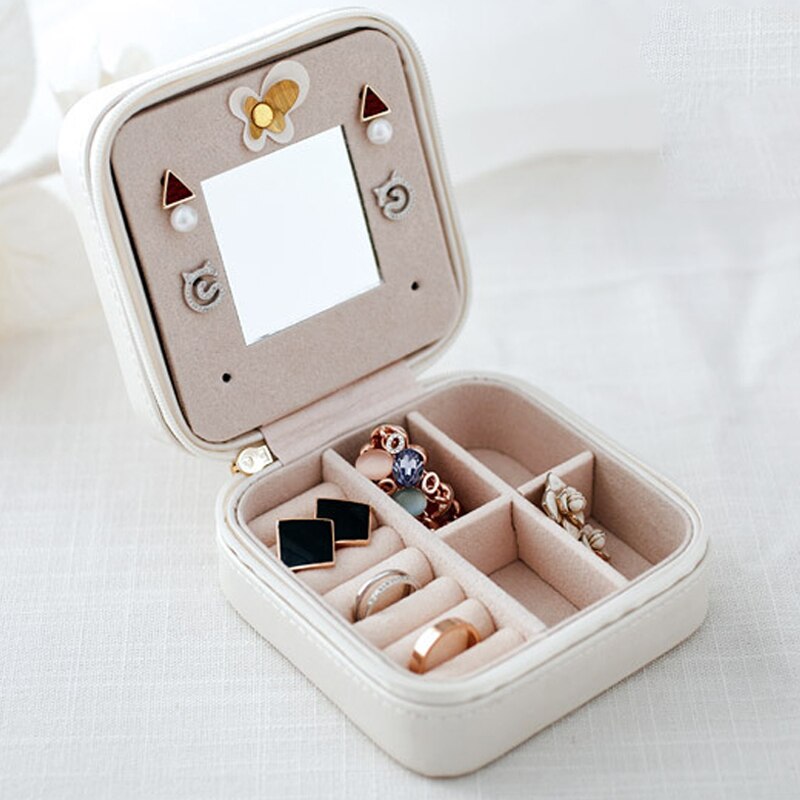 Nieuwe draagbare sieradendoos opbergorganizer rits dames display reiskoffer dubbele laag  do99