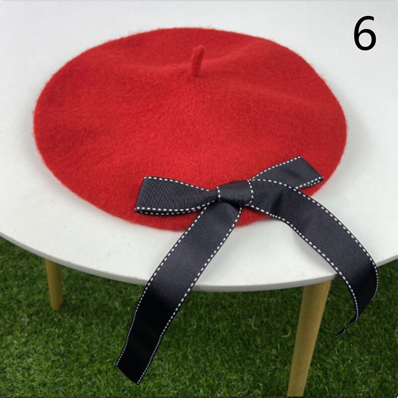 1Pcs Vrouwen Mode Vrouwen Zachte Boog Elegante Baretten Winter Warme Muts