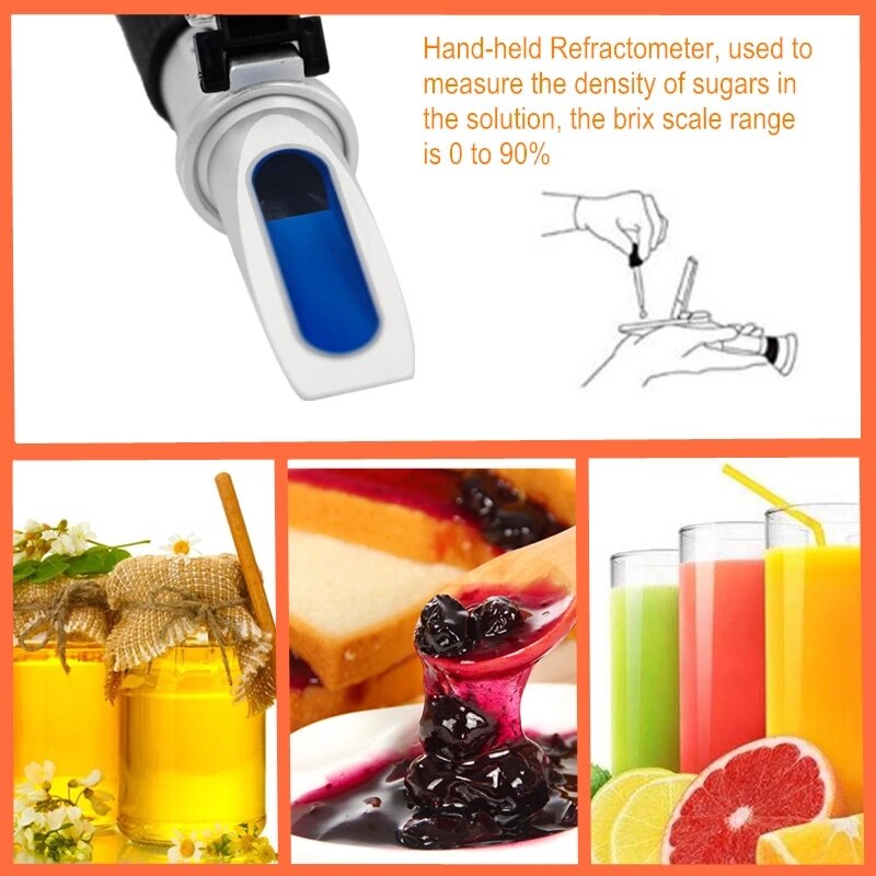 Handheld 0-90% Brix Refractometer for sugar content fruit juice liquids tester accuracy Brix measurement instrument 20% off