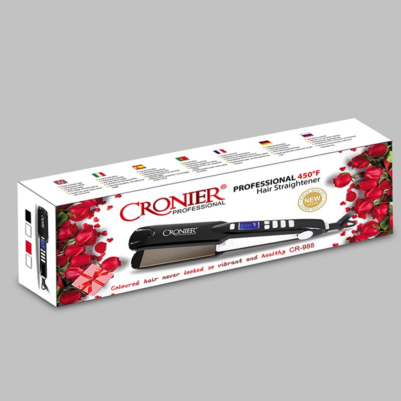 Max 450℉ flat iron hair straightening hair straightener smoothing hairdressing tool wide plate 220-240v LCD digital