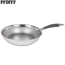 PFDIYF 304 Roestvrijstalen Pan Ongecoat Non-stick 20 cm Koekenpan Pan dikke drie-layer Pannen Met anti-slip Anti-hete handvat