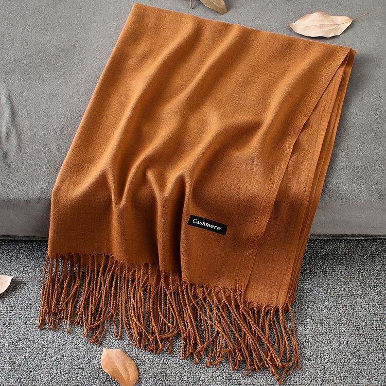 Weiche Kaschmir Schals Frauen Herbst Neue Feste Farbe wickelt Dünne Lange Schal mit Quaste lässig Dame Winter Weibliche Schal