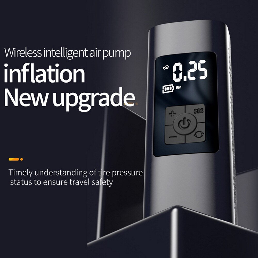Draagbare Luchtcompressor Mini Bandenpomp Met Digitale Lcd-scherm Led Licht Oplaadbare Batterij Voor Auto Motorfiets Fietsen