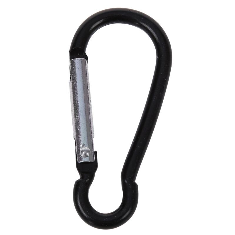 Outdoor Hiking Black Spring Clip Lock Carabiner Hook 8 Pcs