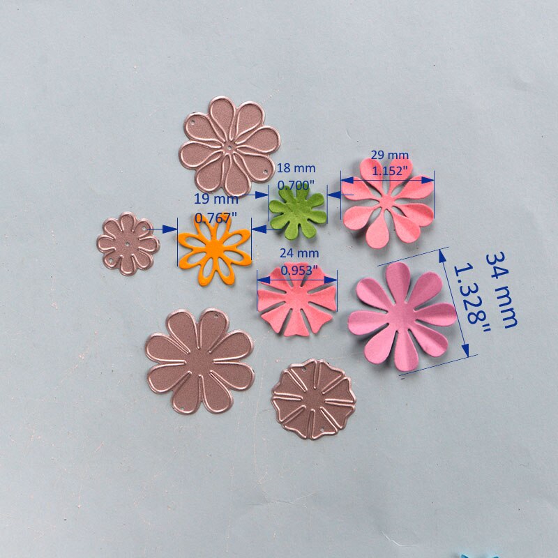 DUOFEN METAL CUTTING DIES small flowers set embossing stencil DIY Scrapbook Paper Album: 5pcs small flowers
