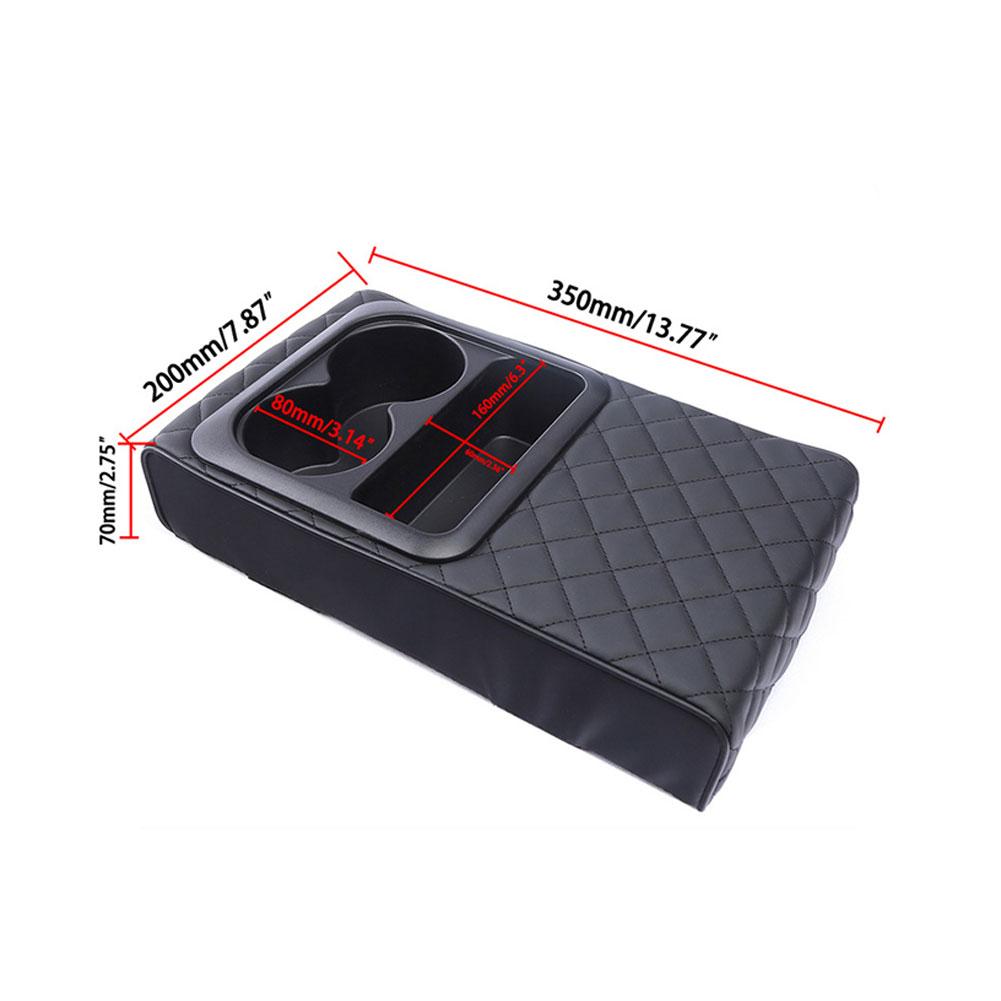 Car Center Console Armrest Cushion With Cup Holder PU Leather ABS Armrest Pad Portable Car Amrest Pillow Cover Height Pad