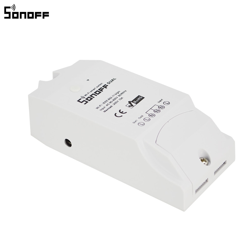 Sonoff-enchufe Dual 2CH Wifi, interruptor inteligente con Control remoto en casa, interruptor inalámbrico Universal con temporizador, controlador de hogar inteligente con Wifi