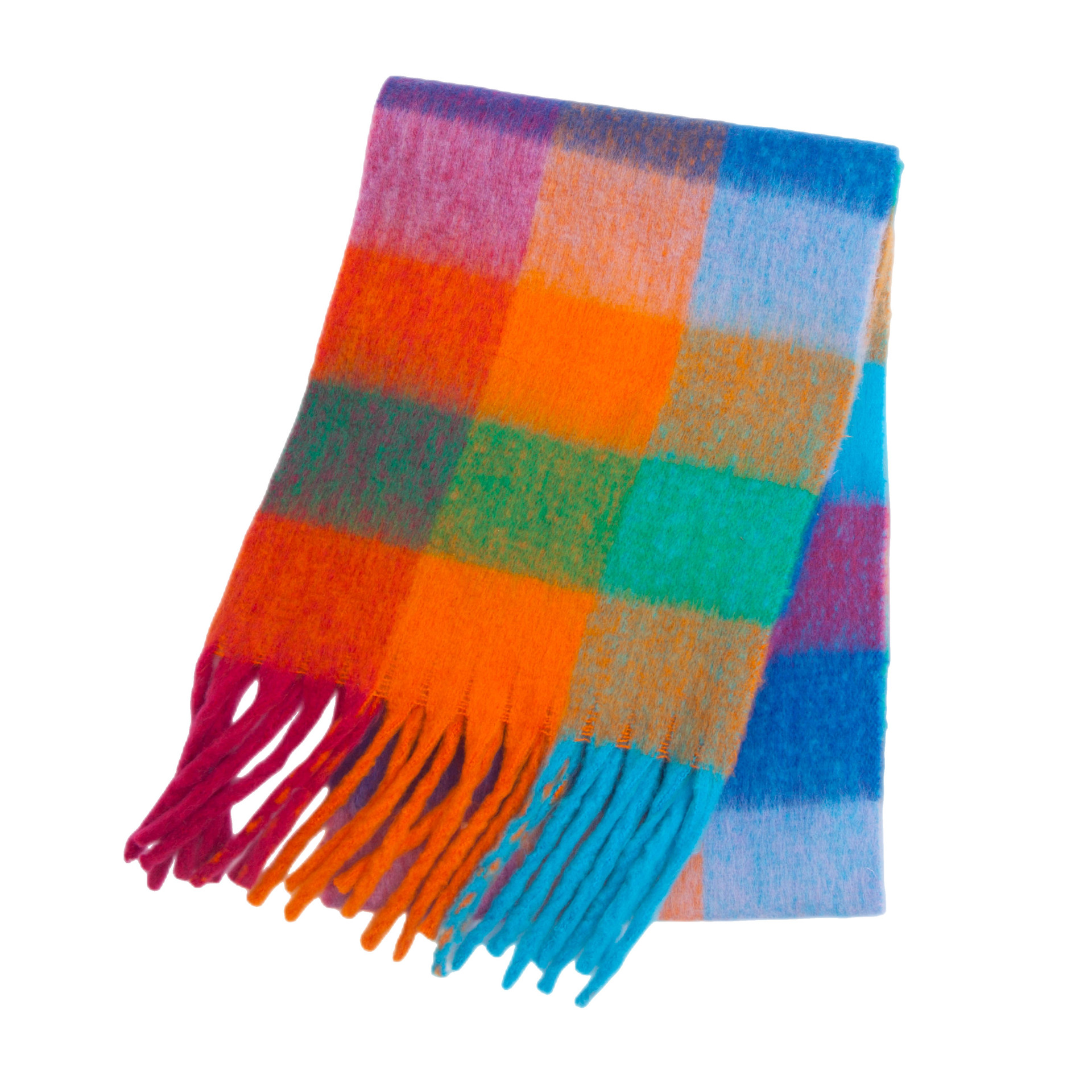 Winter dikke warme sjaal dames kasjmier sjaal en omslagdoeken pashmina halsdoek bufanda dames regenboog harige tessel echarpe: Duidelijk