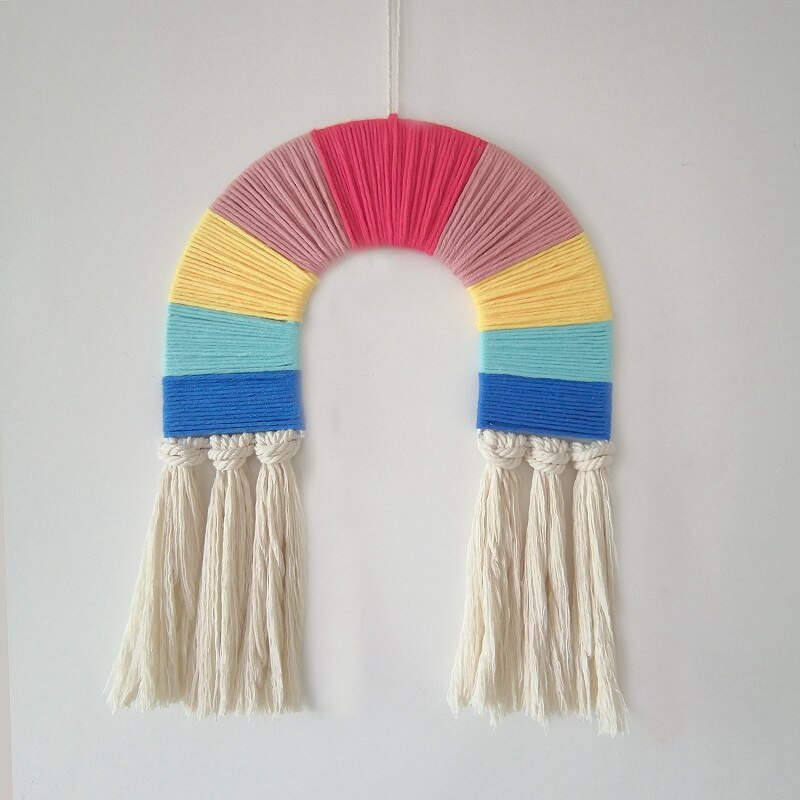 Nordic Style Rainbow Tapestry Macrame Wall Hanging Ornaments Handmade Wall Tapestry Nursery Kids Baby Crib Bedroom Decor: 2