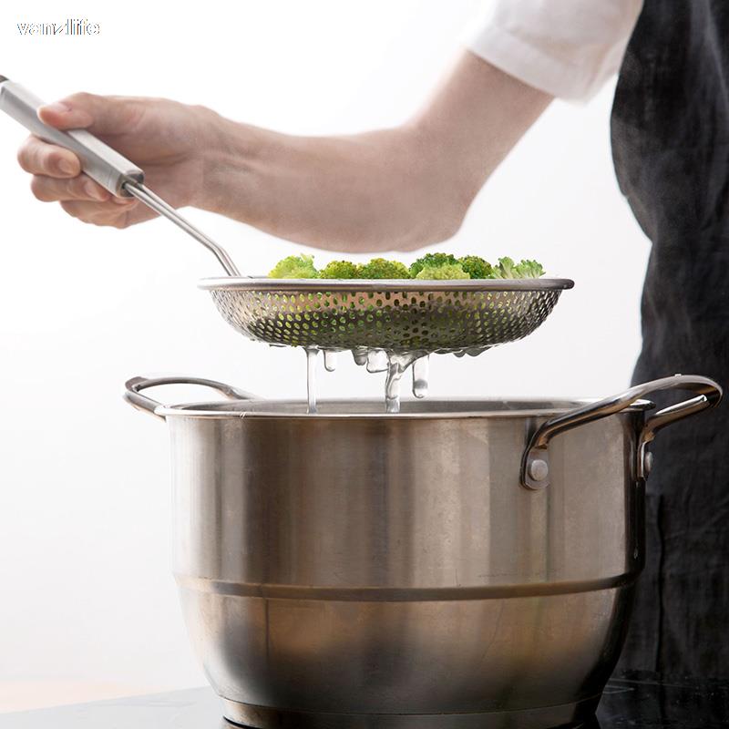 Stainless steel frying colander household fence mesh kitchen large spoon scoop filter net mesh spoon