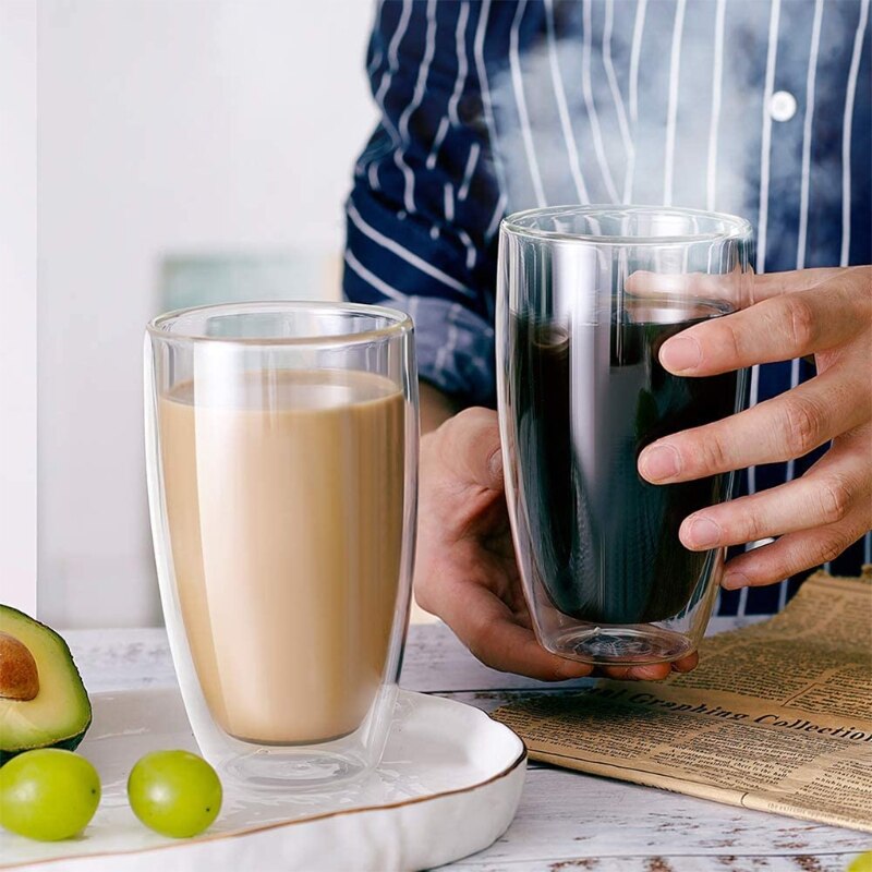 Double Wall Heat Resistant Thermal Glass Cup Insulated Tea Coffee Water Mug Transparent Clear Drinking Glasses 250/350/450/650ml