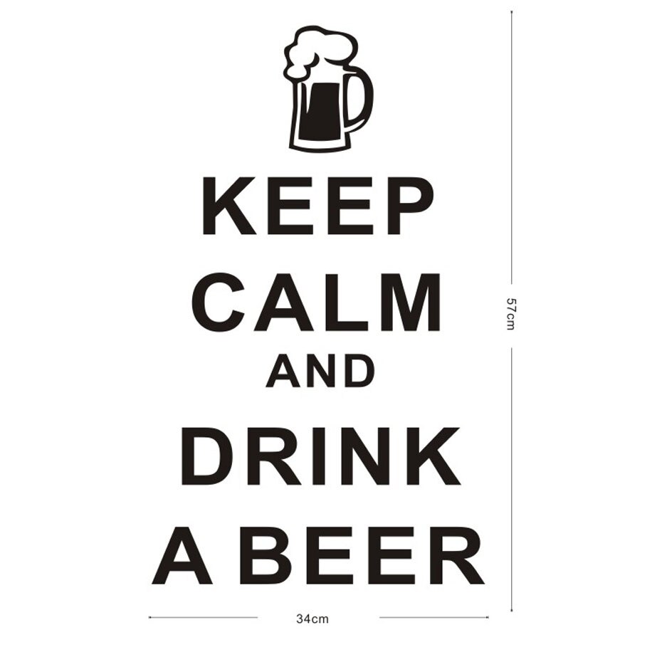 Keep Calm And Drink A Beer Vinyl Wall Sticker For Bar Living Room Bedroom Waterproof Wallpaper Modern Wall Decals For Home Decor: Default Title