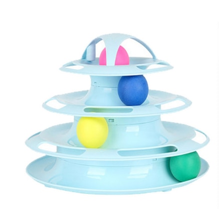 Three Levels Pet Cat Toy Tower Tracks Disc Cat Intelligence Amusement Triple Pay Track Cat Toys Ball Training Amusement Plate: 8