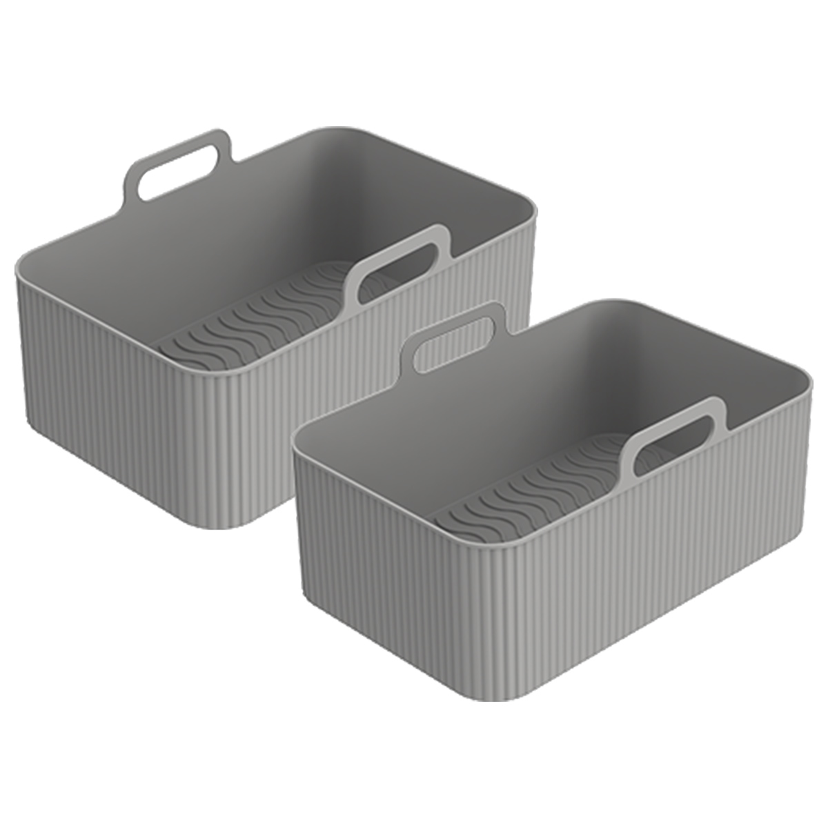 2 stuks luchtfriteuse siliconen pot met handvat luchtfriteuse voering hittebestendige siliconen mand rechthoek bakvorm luchtfriteuse accessoire: Rood