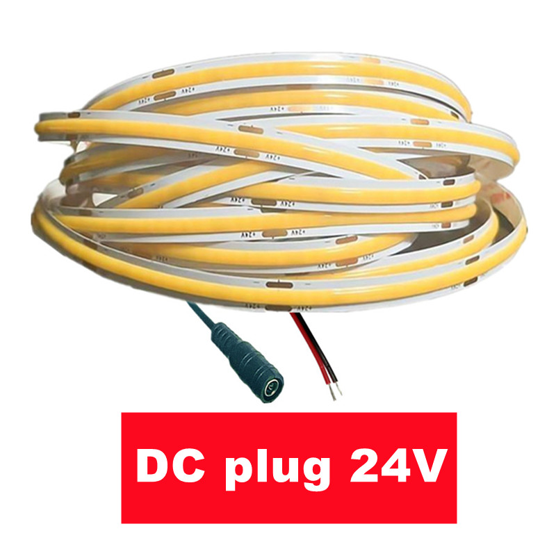 COB LED Strip Verlichting DC12V 24 V 320 LEDs/M Hoge Dichtheid Flexibele LED Tape DC Plug/2pin Draad RA90 Keuken Kamer Decor 8mm paneel: WHITE / Emitting Color2 / 2m