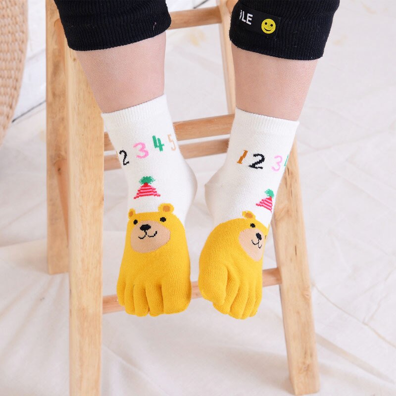 Calzini a cinque dita per bambini in cotone calzini con stampa animalier calzini per ragazzi da cartone animato roba economica per bambini calzino da dito sano 3-12T