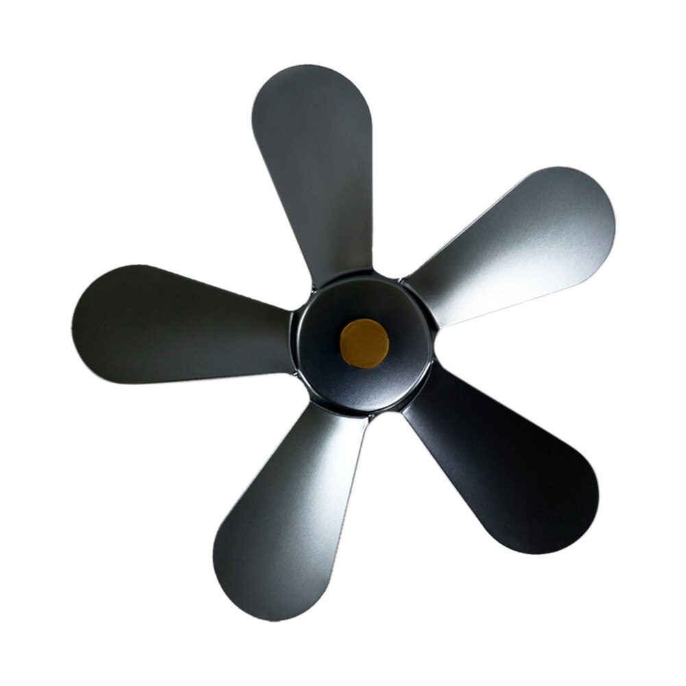Burner Efficient Energy-Saving Aluminum Wood Stove Warm Fireplace Fan 5 Blades Low Noise Winter Heat Powered Household Modern: Grey